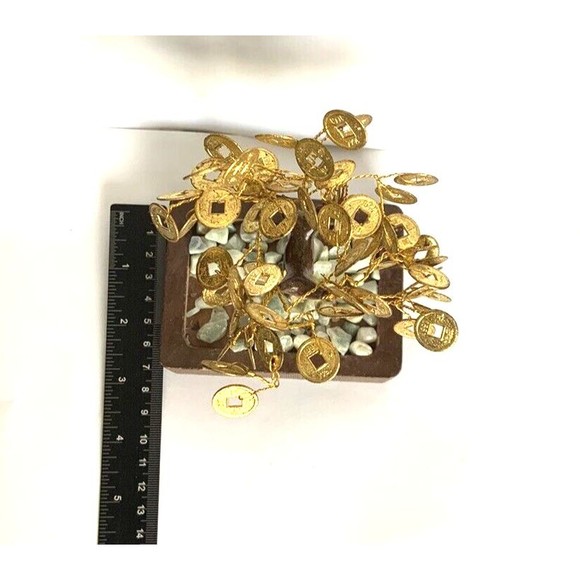 Money Gold Coin Wire Wrap Tree Fengshui Decorative Tree Size 6" X 4" X 3" - Picture 11 of 12